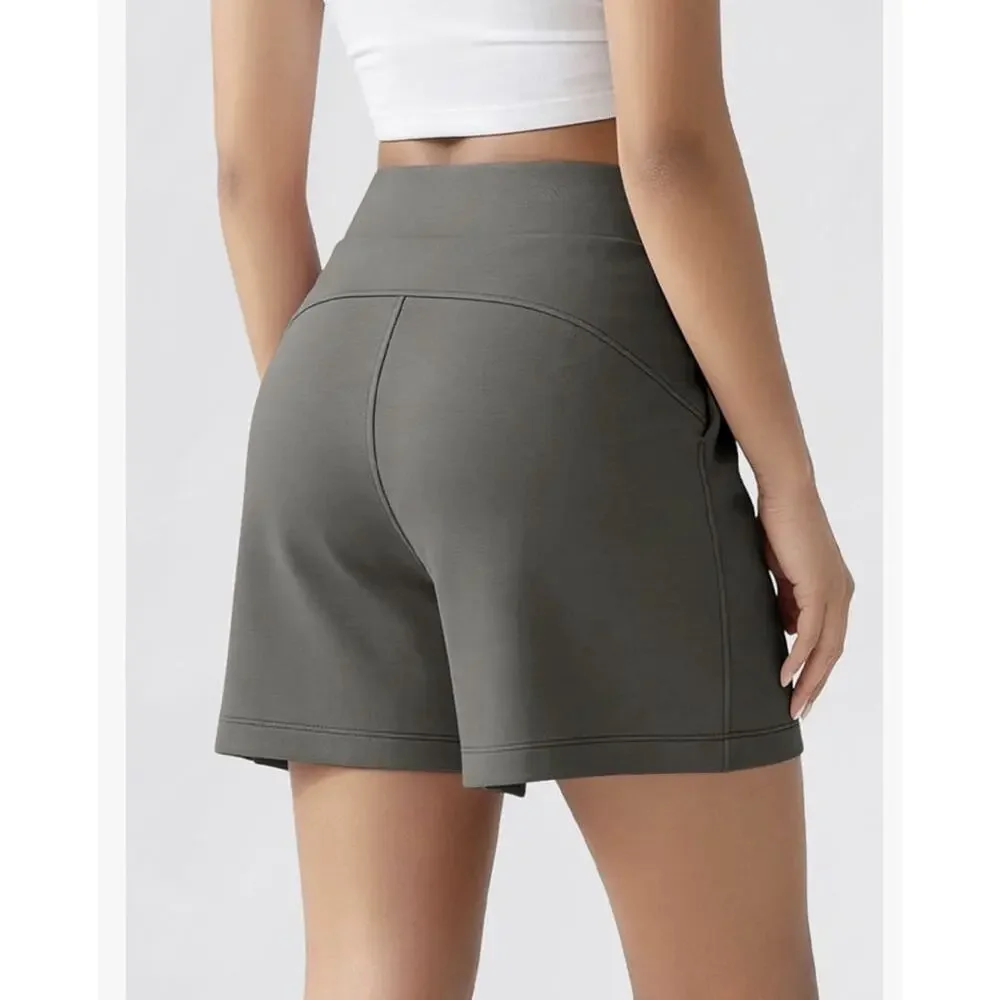 Modal Soft High Waist Casual Relaxed Shorts 4” Inseam Gray Women’s M